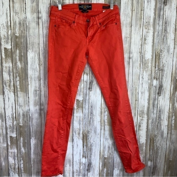 Lucky Brand Denim - Lucky Brand Charlie Skinny Jeans Hot Coral Stretch Denim Size 4 27
